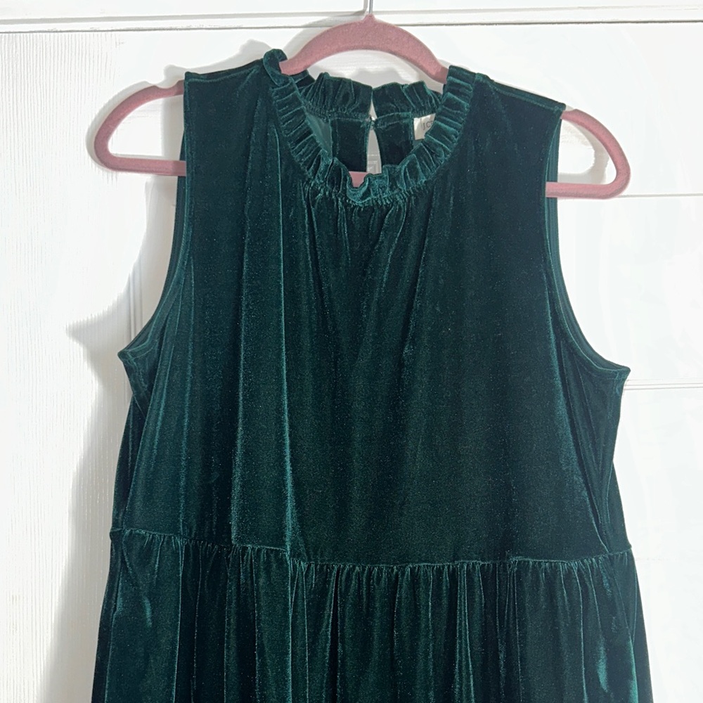 J. Crew Emerald Green Velvet Midi Dress